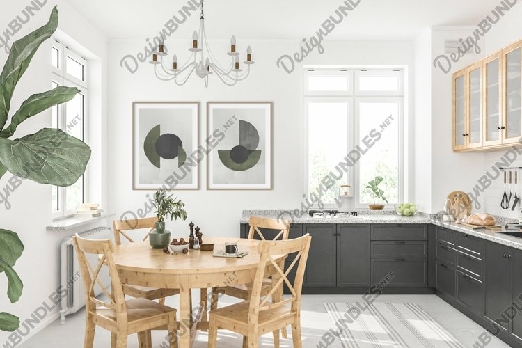 Scandinavian kitchen mockup - Frame mockup - Interior mockup