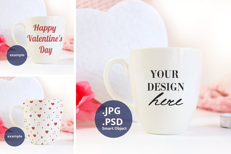 Bistro Mug Mockup Valentines Day PSD   JPG Full Wrap