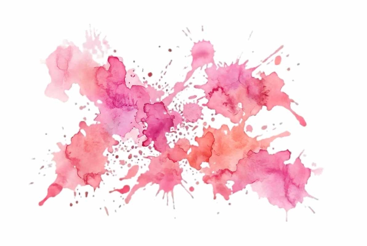 Pink watercolor paint splashes and splatters