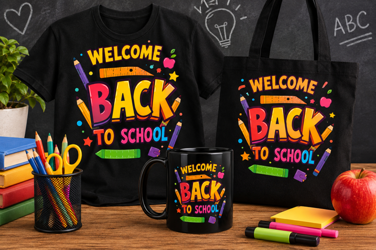 Welcome Back to School PNG, Colorful Pencil and Ruler Design