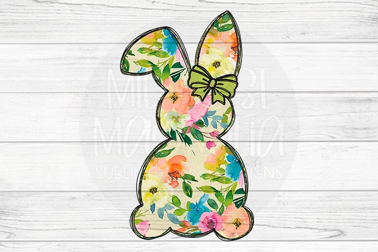 Floral Bunny with Green Bow example image 1