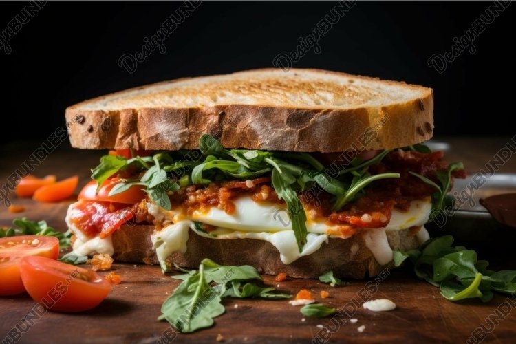 Gourmet toasted sandwich with fresh ingredients example image 1