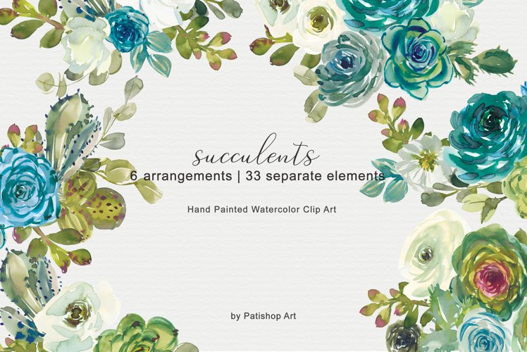 Watercolor Succulent Clipart Image 4