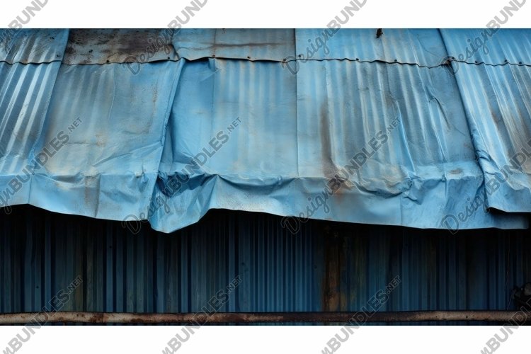 worn blue tarp roof example image 1
