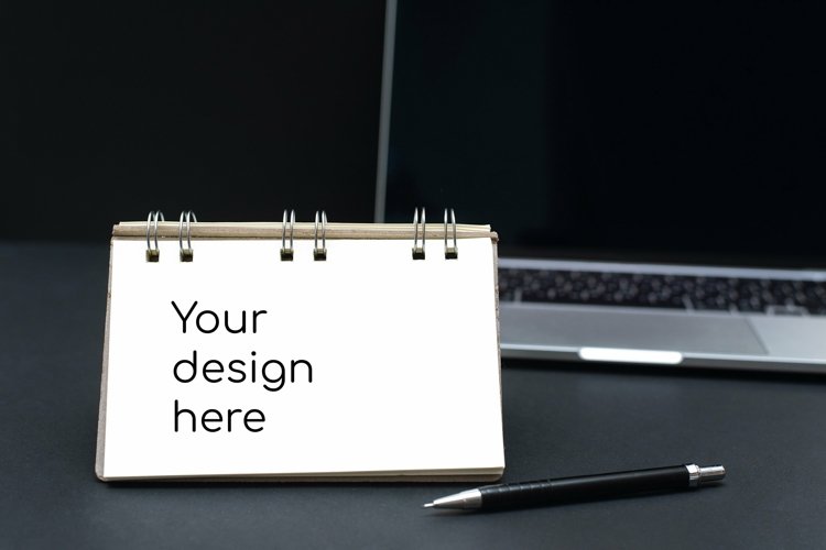 Dark office. Mockup notebook example image 1