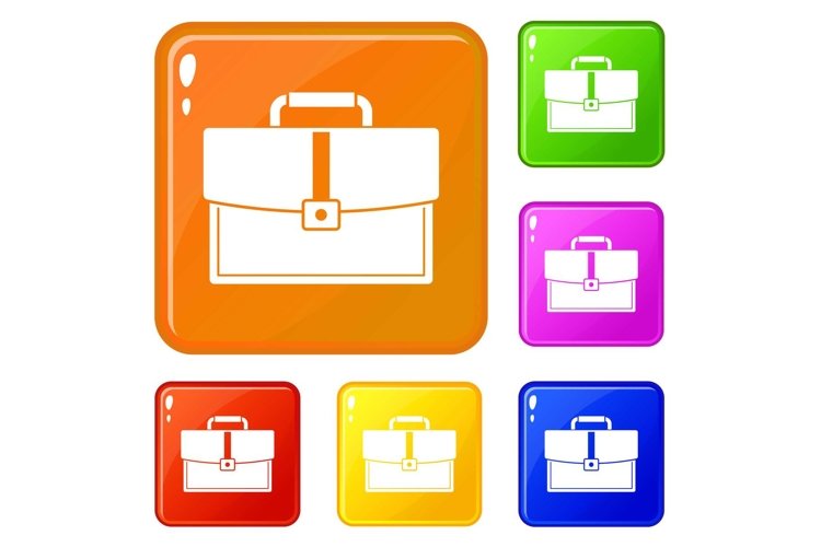 Business briefcase icons set vector color