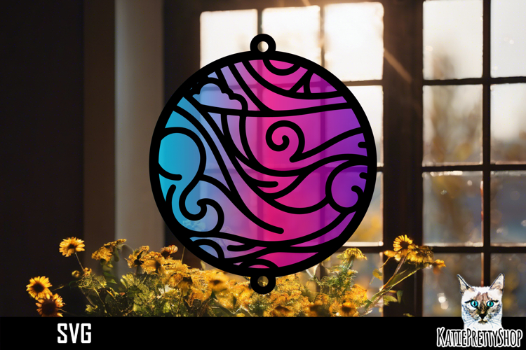Suncatcher Car Charm SVG, Abstract Ornament SVG