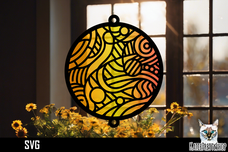 Suncatcher Car Charm SVG, Abstract Ornament SVG