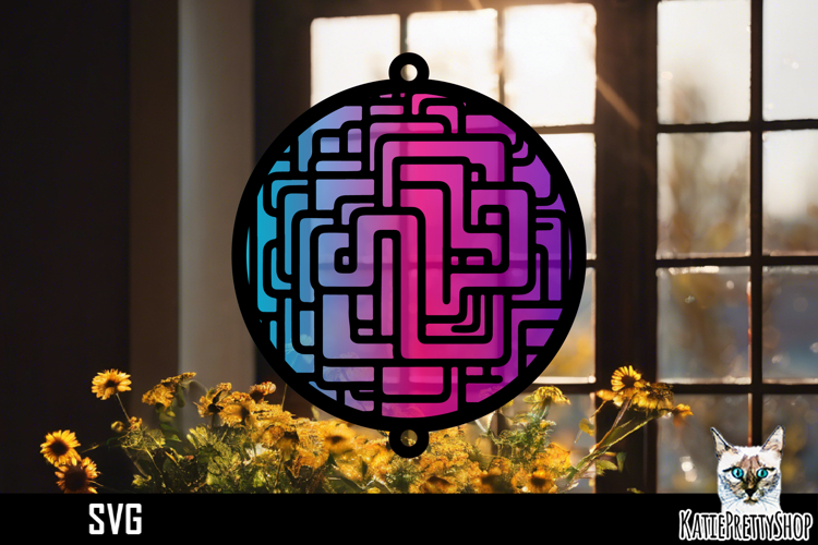 Suncatcher Car Charm SVG, Abstract Ornament SVG