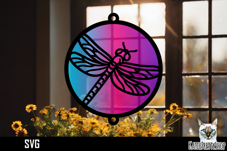 Suncatcher Car Charm SVG, Dragonfly Ornament SVG