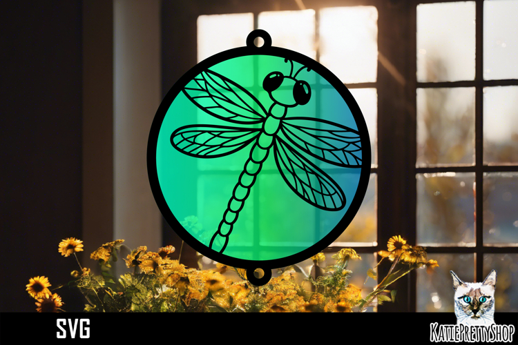 Suncatcher Car Charm SVG, Dragonfly Ornament SVG