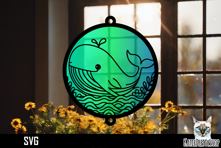 Suncatcher Car Charm Whale SVG, Ornament SVG