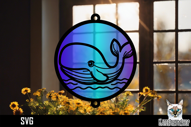 Suncatcher Car Charm Whale SVG, Ornament SVG