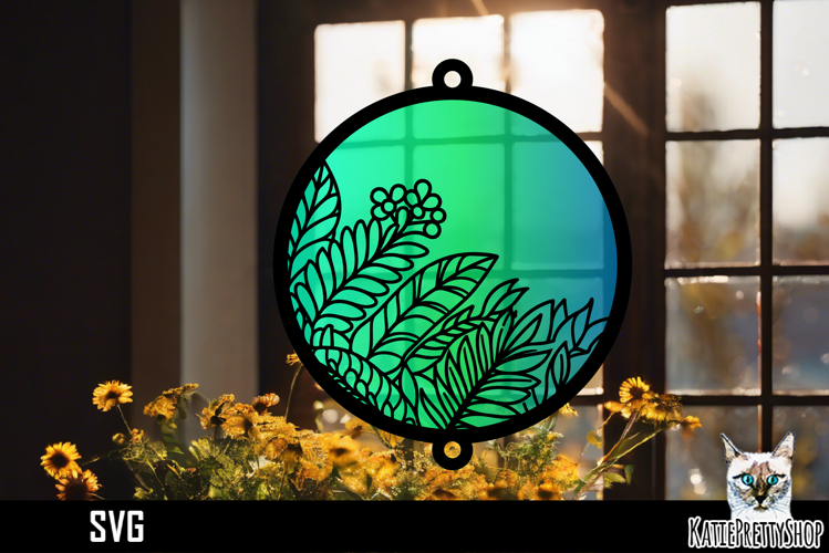 Suncatcher Car Charm Flowers SVG, Ornament SVG