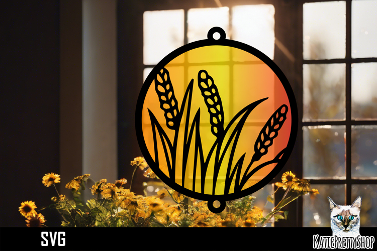 Suncatcher Car Charm Flowers SVG, Ornament SVG