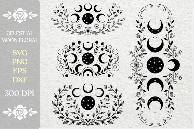 4 Celestial Moon Florals