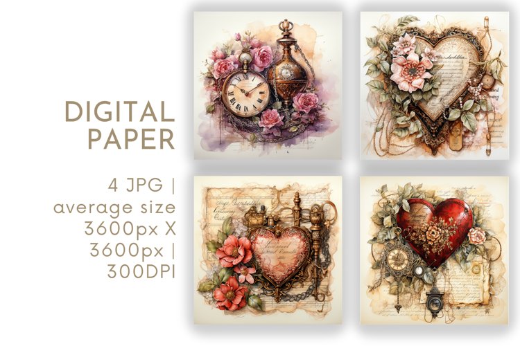 Valentines Digital Paper example image 1