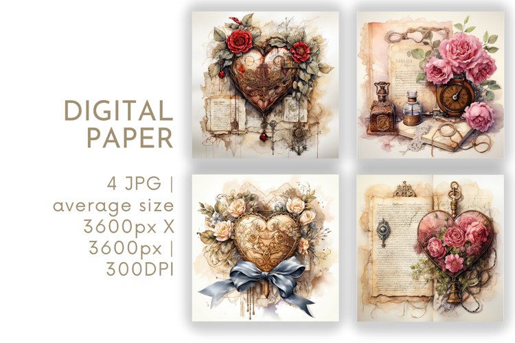 Valentines Digital Paper example image 1