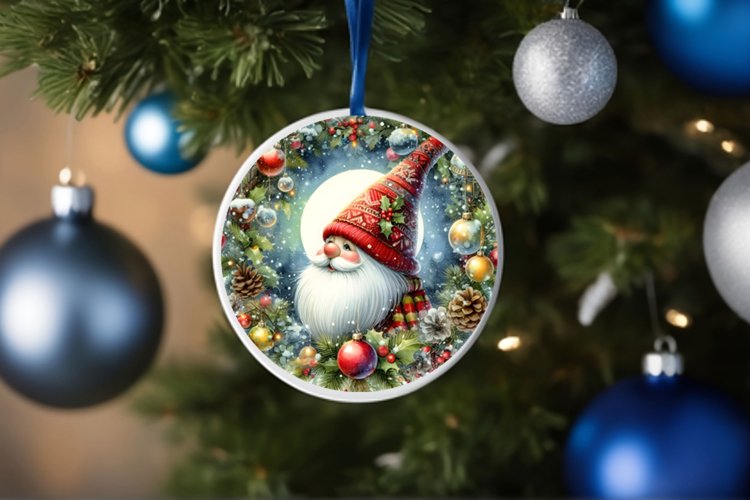 Christmas Gnome Round Ornament PNG