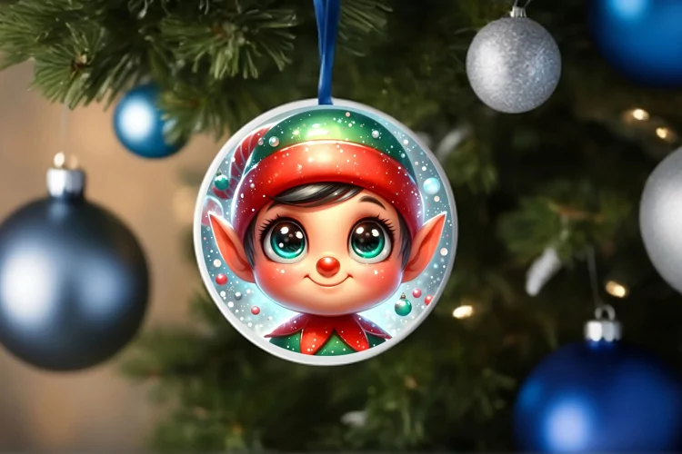 Shiny Christmas Face Round Elf