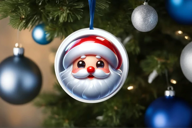 Shiny Christmas Face Round Santa Claus