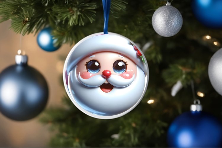 Shiny Christmas Face Round Santa Claus example image 1