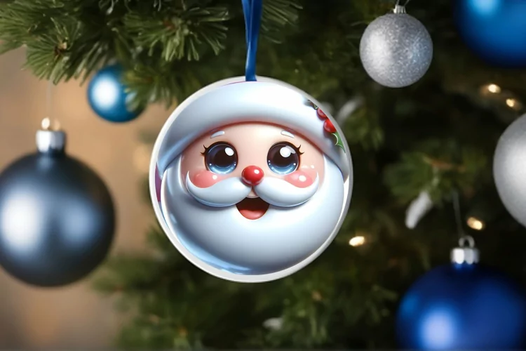 Shiny Christmas Face Round Santa Claus