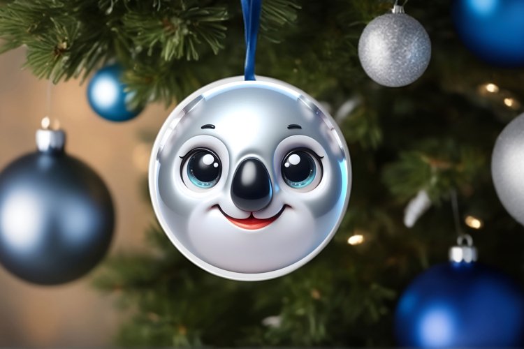 Shiny Christmas Face Round Koala example image 1