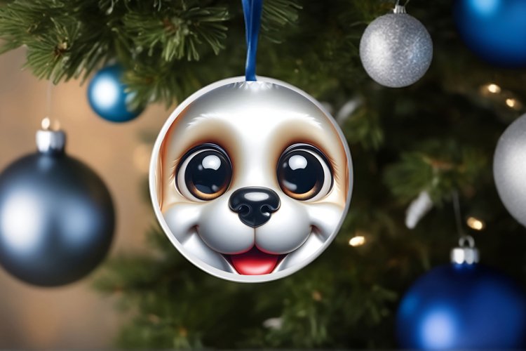 Shiny Christmas Face Round Puppy example image 1