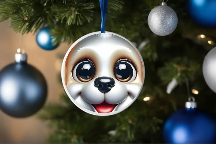 Shiny Christmas Face Round Puppy