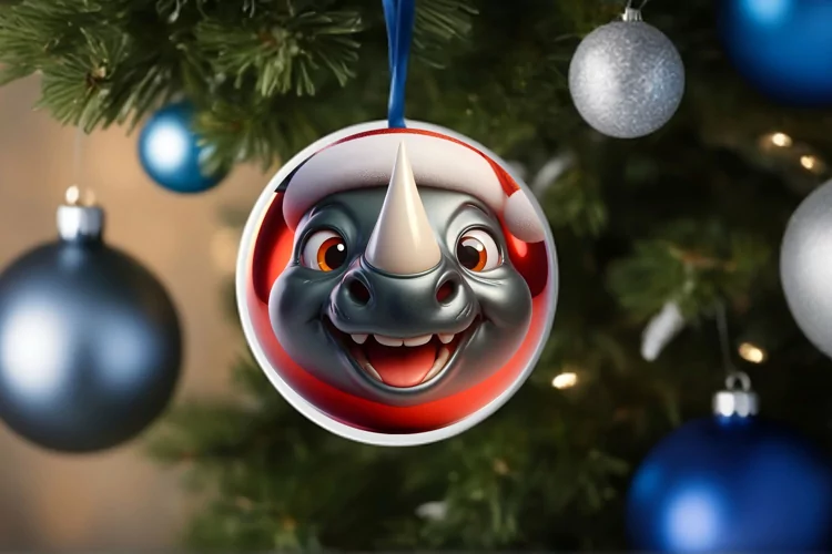 Shiny Christmas Face Round Rhino