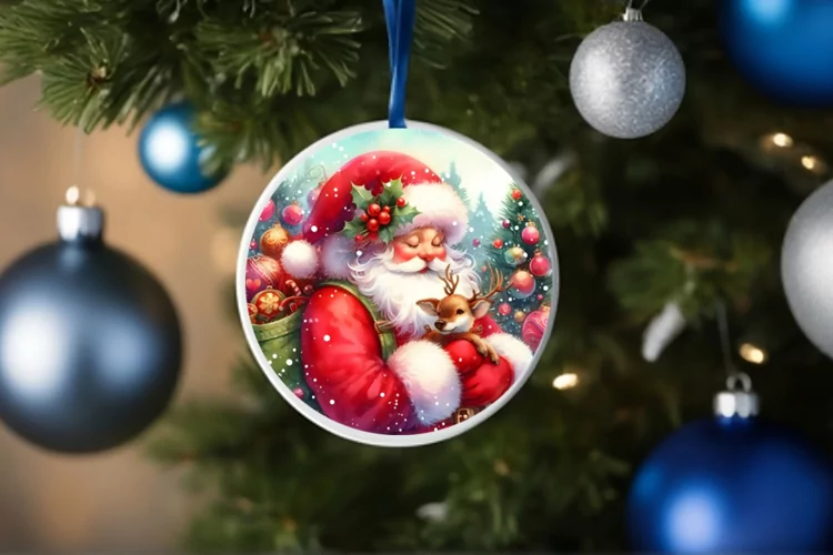 Watercolor Santa Ornament