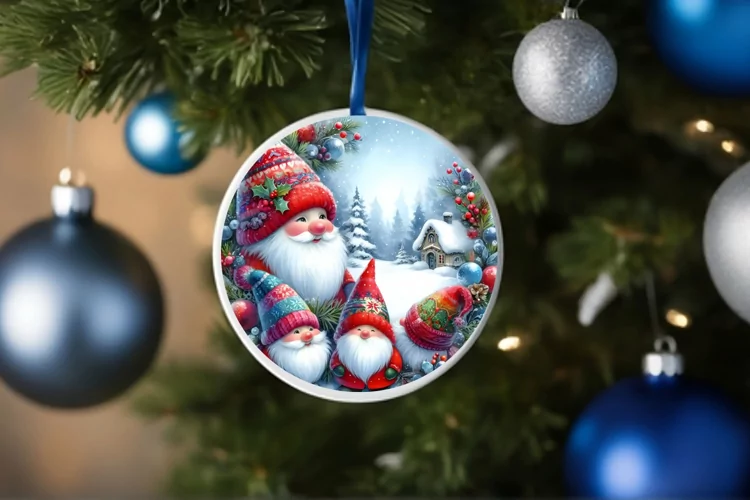 Round Christmas Ornament Sublimation|Clipart