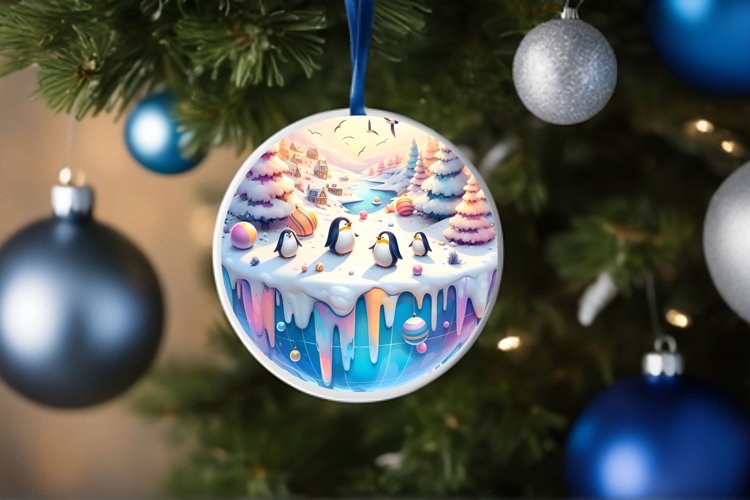 Round Christmas Ornament Sublimation|Clipart example image 1