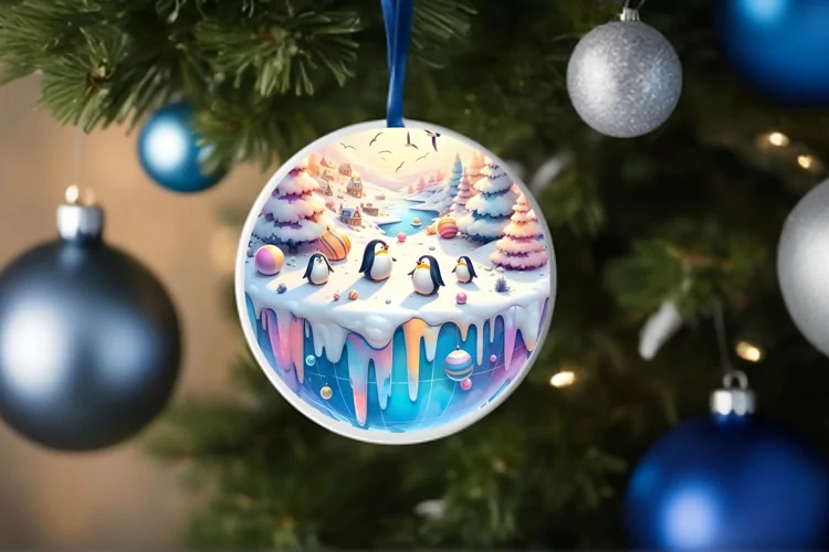 Round Christmas Ornament Sublimation|Clipart