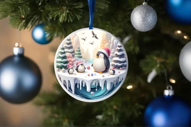 Round Christmas Ornament Sublimation|Clipart