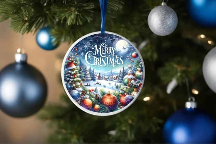 Round Christmas Ornament Sublimation|Clipart