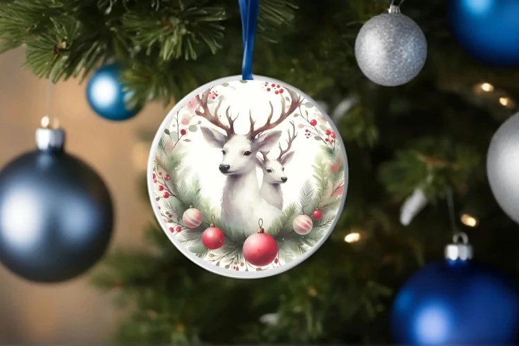 Round Christmas Ornament Sublimation|Clipart