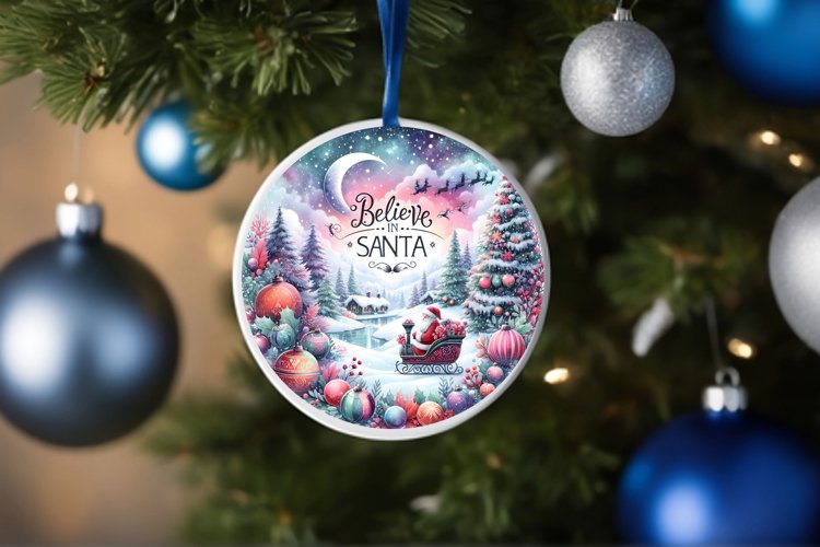 Round Christmas Ornament Sublimation|Clipart example image 1