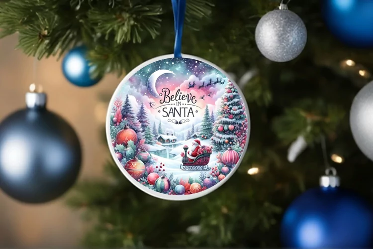 Round Christmas Ornament Sublimation|Clipart