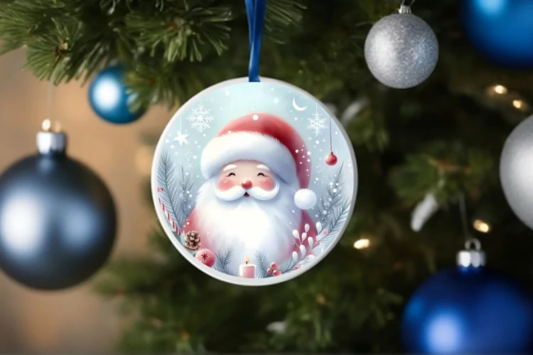 Round Christmas Ornament Sublimation|Clipart