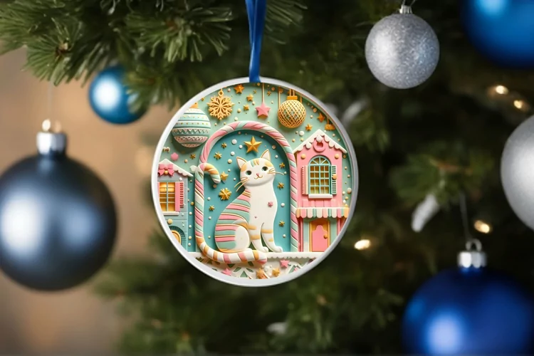 Round Christmas Ornament Sublimation|Clipart