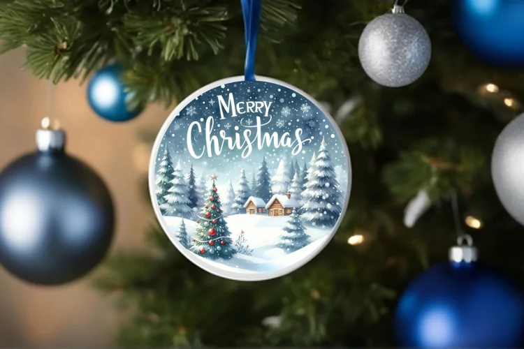 Round Christmas Ornament Sublimation|Clipart