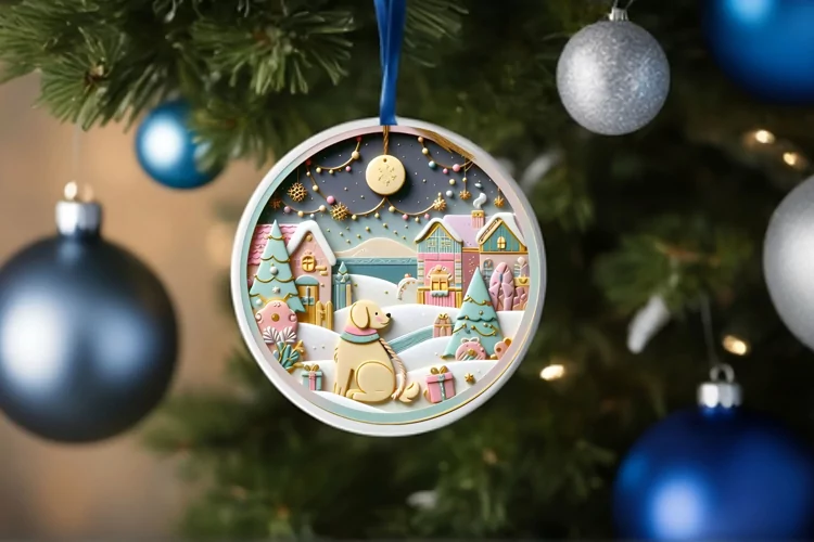 Round Christmas Ornament Sublimation|Clipart