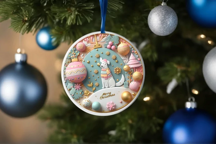 Round Christmas Ornament Sublimation|Clipart