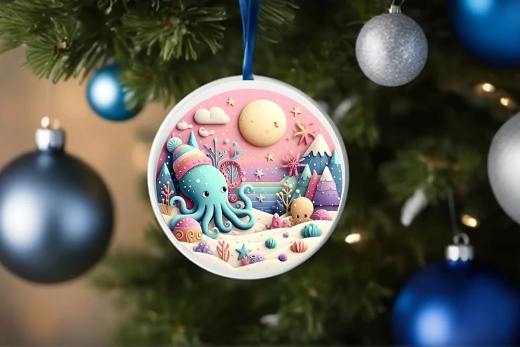 Round Christmas Ornament Sublimation|Clipart