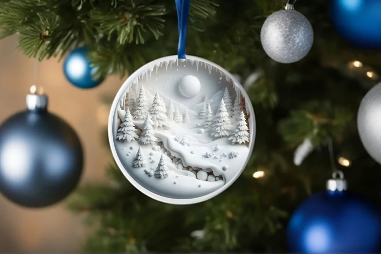 Round Christmas Ornament Sublimation|Clipart