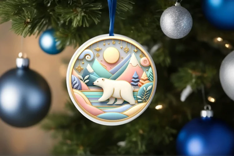 Round Christmas Ornament Sublimation|Clipart