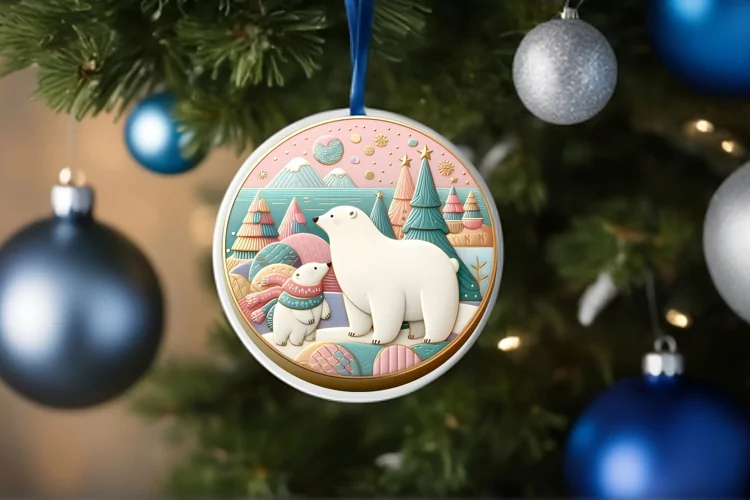 Round Christmas Ornament Sublimation|Clipart