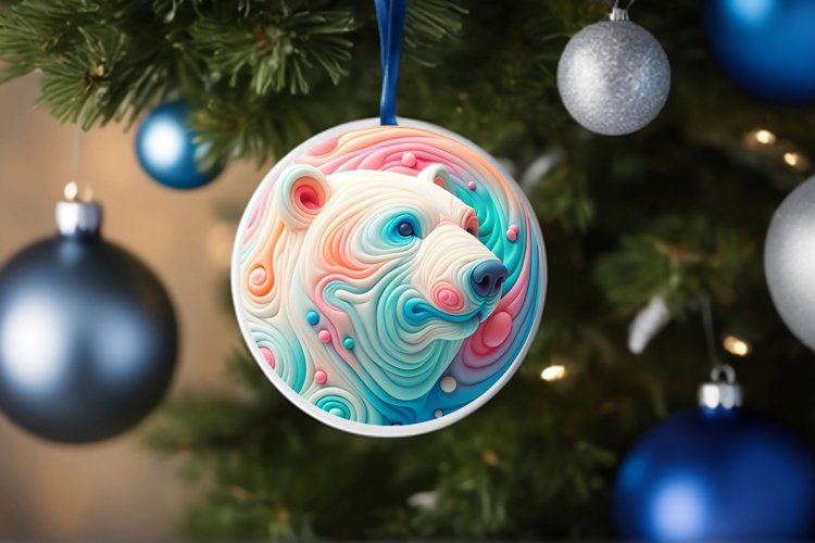 Polar Bear Round Ornament Sublimation PNG